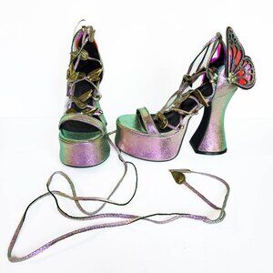 Club Exx Pixie Queen Butterfly Platform Heels‎ Size 5 Iridescent Rave Fairycore